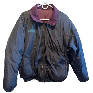 Columbia Men’s Vintage Black Maroon Reversible Puff Jacket Winter Coat Sz XL